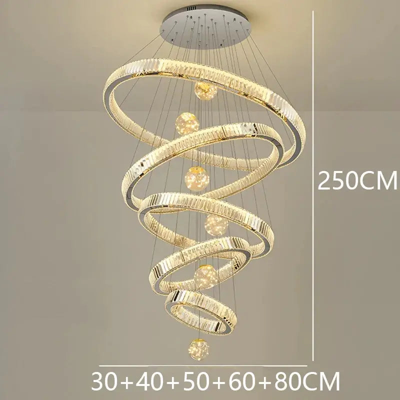 Large Swirl Crystal Ring Chandelier – Modern Pendant Lighting for High Ceilings-MinimalisticDecor.com