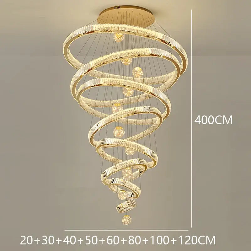 Large Swirl Crystal Ring Chandelier – Modern Pendant Lighting for High Ceilings-MinimalisticDecor.com