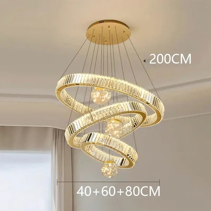 Large Swirl Crystal Ring Chandelier – Modern Pendant Lighting for High Ceilings-MinimalisticDecor.com