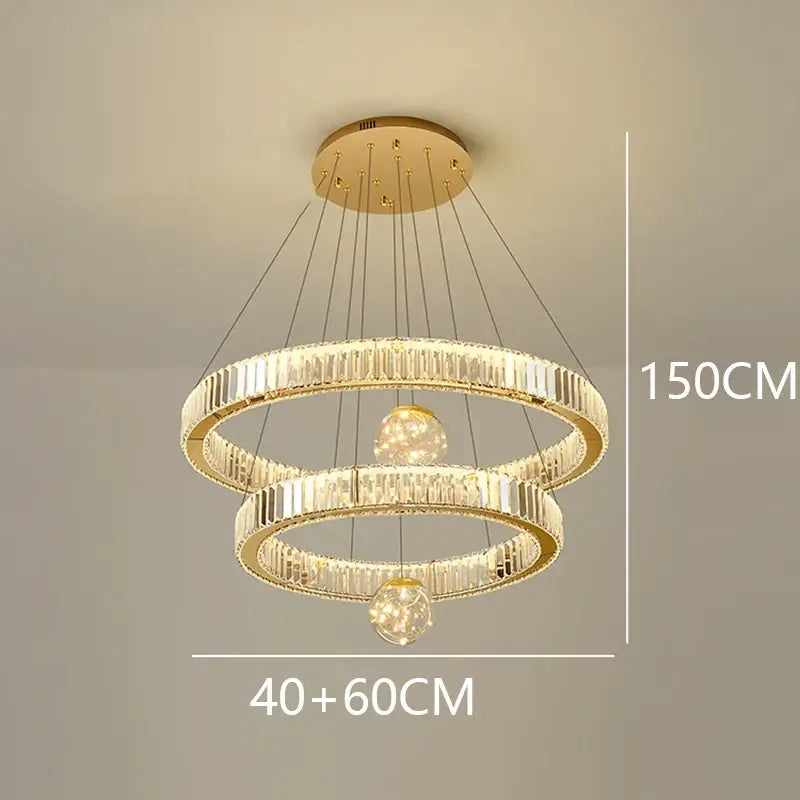 Large Swirl Crystal Ring Chandelier – Modern Pendant Lighting for High Ceilings-MinimalisticDecor.com