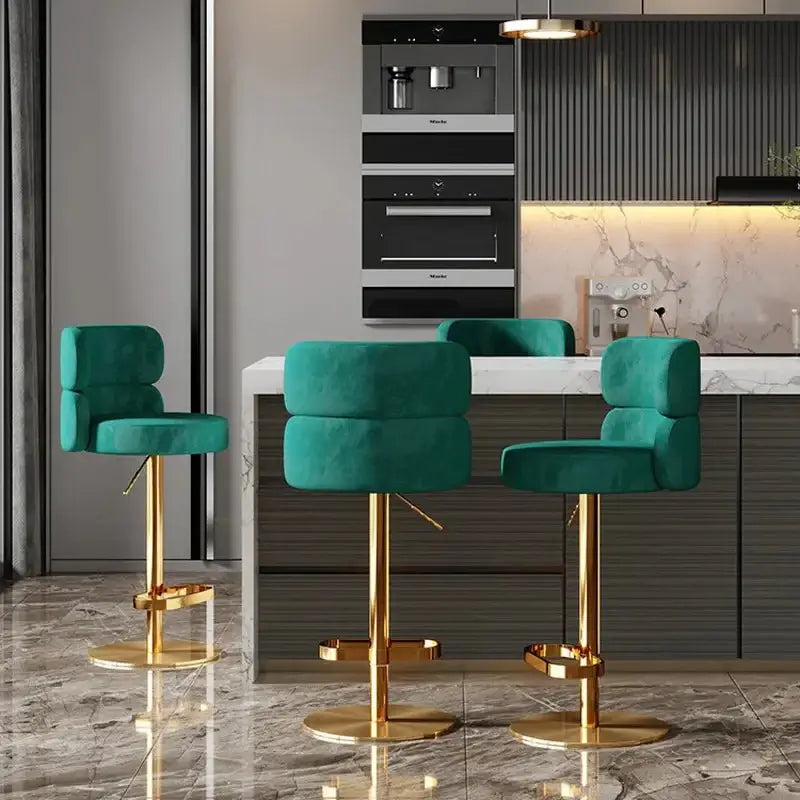 Leather Bar Chair Stool Gold Frame Swivel Chair-MinimalisticDecor.com