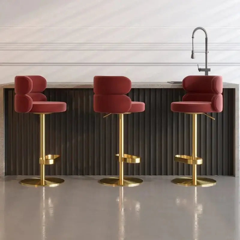 Leather Bar Chair Stool Gold Frame Swivel Chair-MinimalisticDecor.com