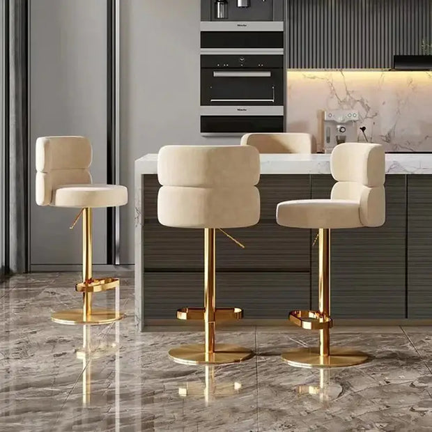 Leather Bar Chair Stool Gold Frame Swivel Chair-MinimalisticDecor.com