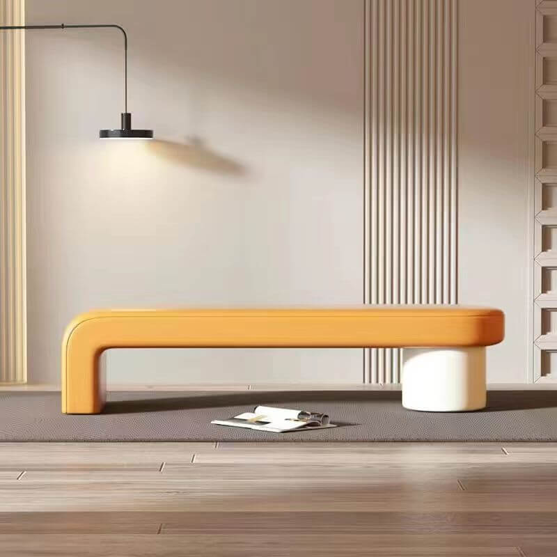 Leather Shoe Changing Bench with Cushion – Stylish & Functional Entryway Seat-MinimalisticDecor.com