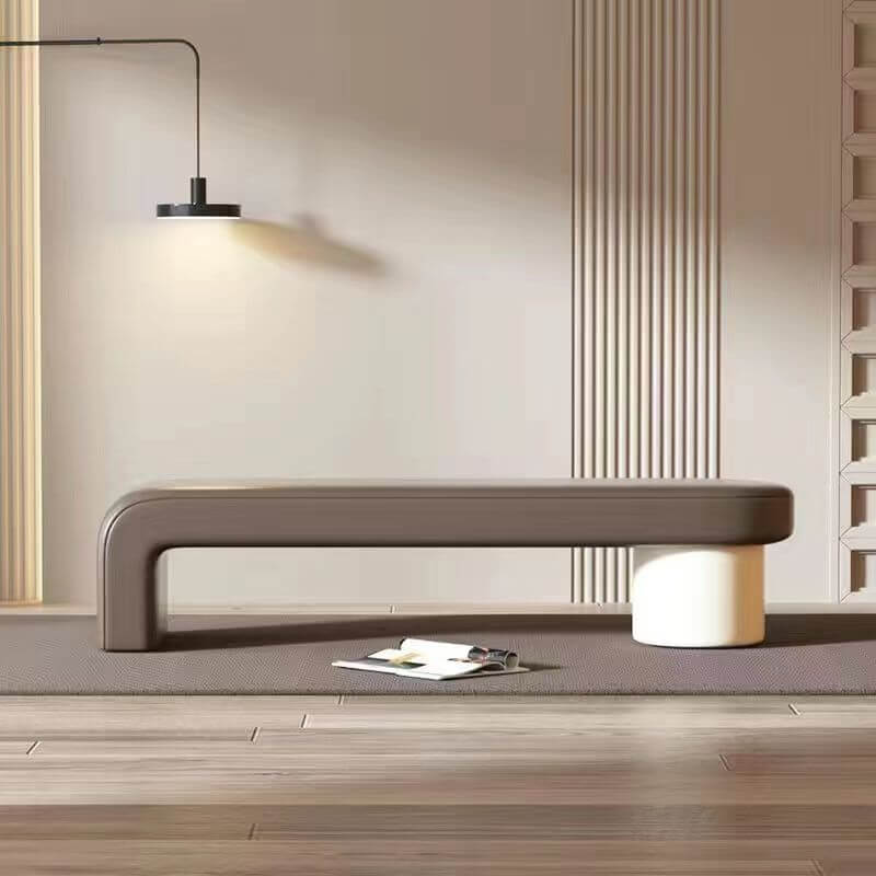 Leather Shoe Changing Bench with Cushion – Stylish & Functional Entryway Seat-MinimalisticDecor.com