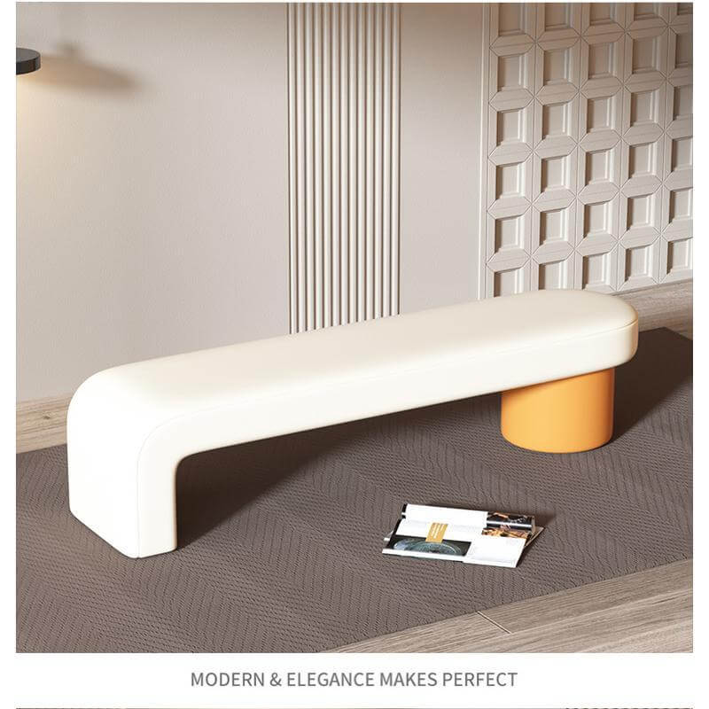 Leather Shoe Changing Bench with Cushion – Stylish & Functional Entryway Seat-MinimalisticDecor.com