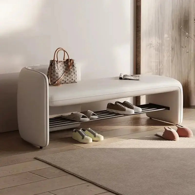 Leather Shoe Changing Stool with Iron Base – Stylish, Durable & Customizable-MinimalisticDecor.com