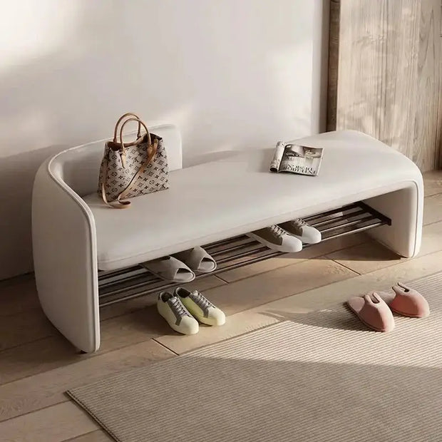 Leather Shoe Changing Stool with Iron Base – Stylish, Durable & Customizable-MinimalisticDecor.com