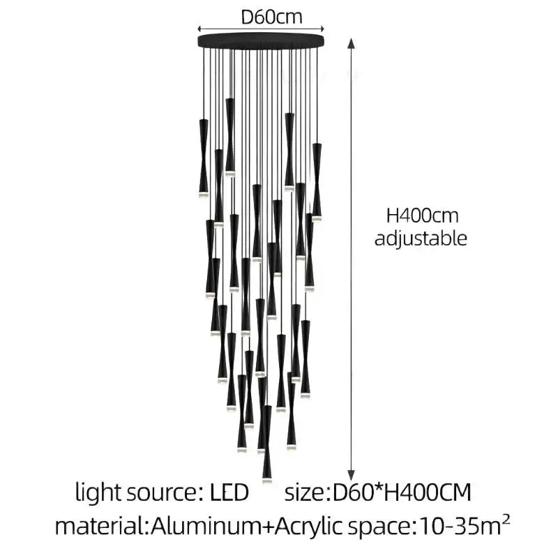 LED Attic Bend Tubes Chandelier Lighting-MinimalisticDecor.com