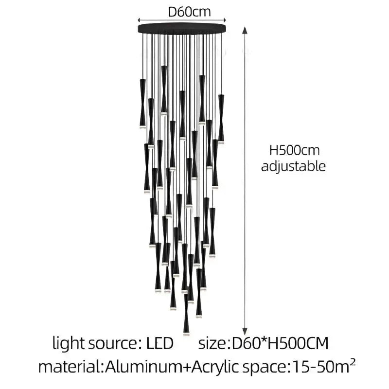 LED Attic Bend Tubes Chandelier Lighting-MinimalisticDecor.com