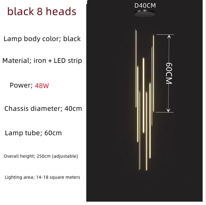 LED Bars Staircase Chandelier: Illuminate Your Space-MinimalisticDecor.com