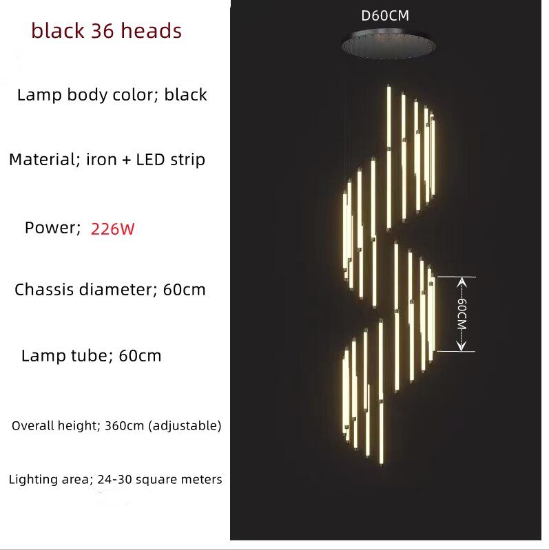 LED Bars Staircase Chandelier: Illuminate Your Space-MinimalisticDecor.com