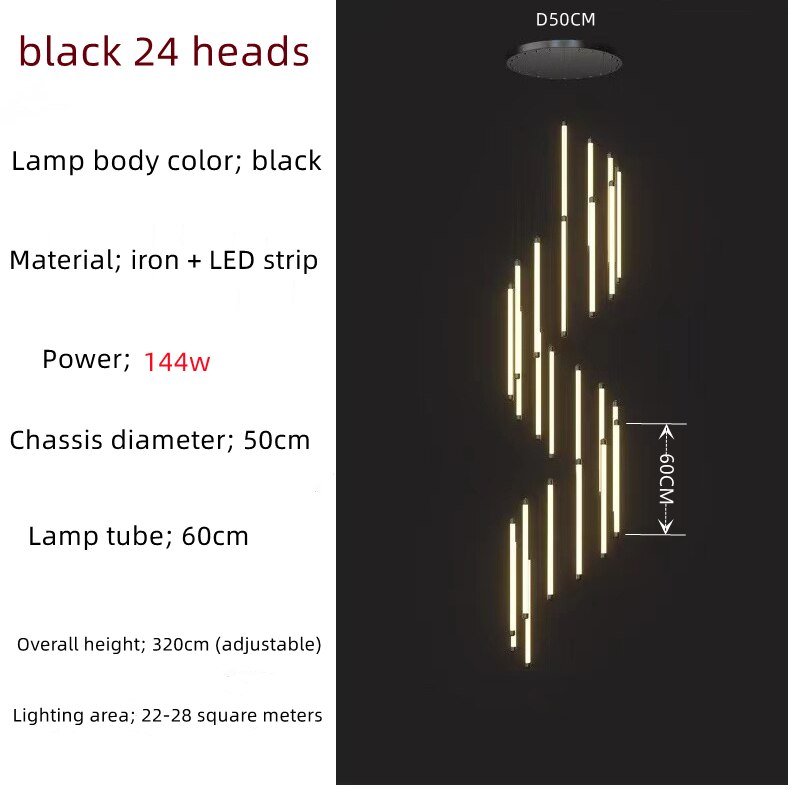 LED Bars Staircase Chandelier: Illuminate Your Space-MinimalisticDecor.com