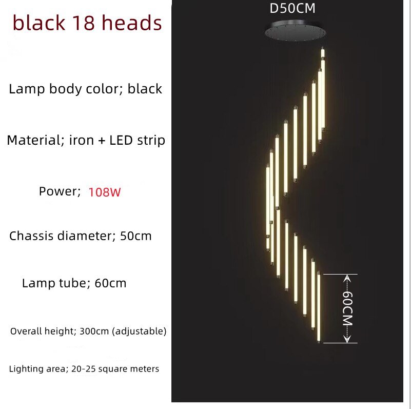 LED Bars Staircase Chandelier: Illuminate Your Space-MinimalisticDecor.com