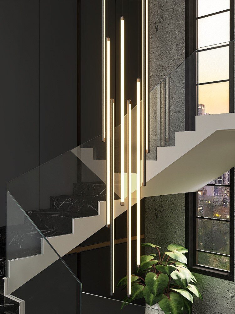 LED Bars Staircase Chandelier: Illuminate Your Space-MinimalisticDecor.com