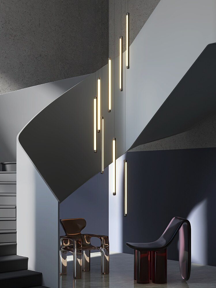 LED Bars Staircase Chandelier: Illuminate Your Space-MinimalisticDecor.com