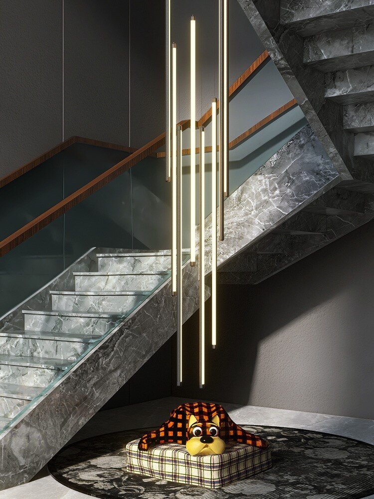 LED Bars Staircase Chandelier: Illuminate Your Space-MinimalisticDecor.com
