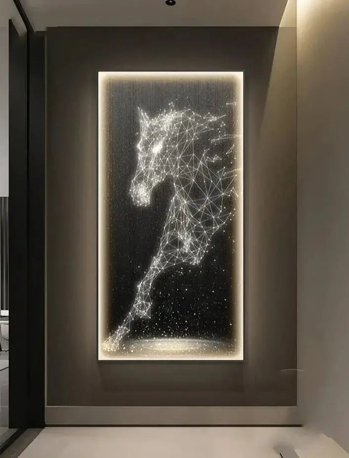 LED Horse Painting - Italian Abstract Decoration-MinimalisticDecor.com
