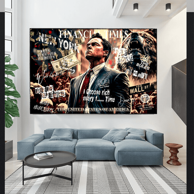 Leonardo DiCaprio - Wolf of Wall Street Canvas Wall Art-MinimalisticDecor.com