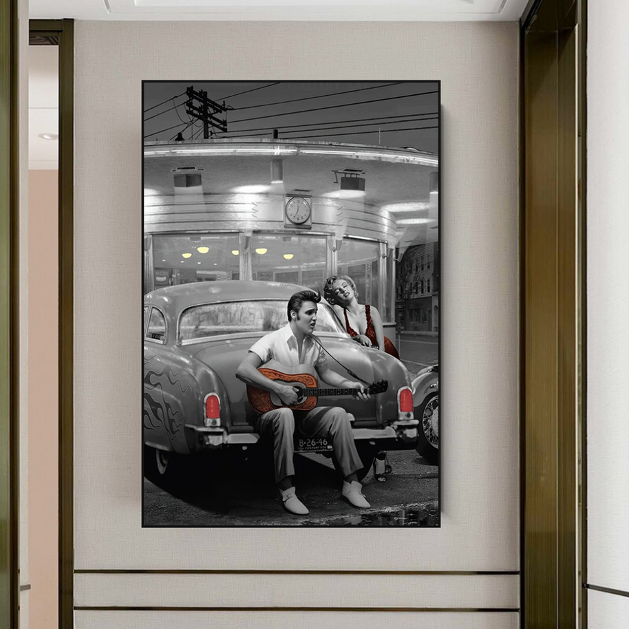 Let's Ride Together: Elvis and Marilyn Canvas Wall Art-MinimalisticDecor.com