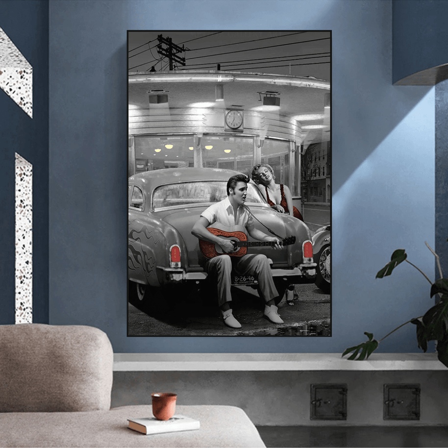 Let's Ride Together: Elvis and Marilyn Canvas Wall Art-MinimalisticDecor.com