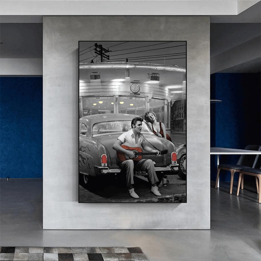 Let's Ride Together: Elvis and Marilyn Canvas Wall Art-MinimalisticDecor.com