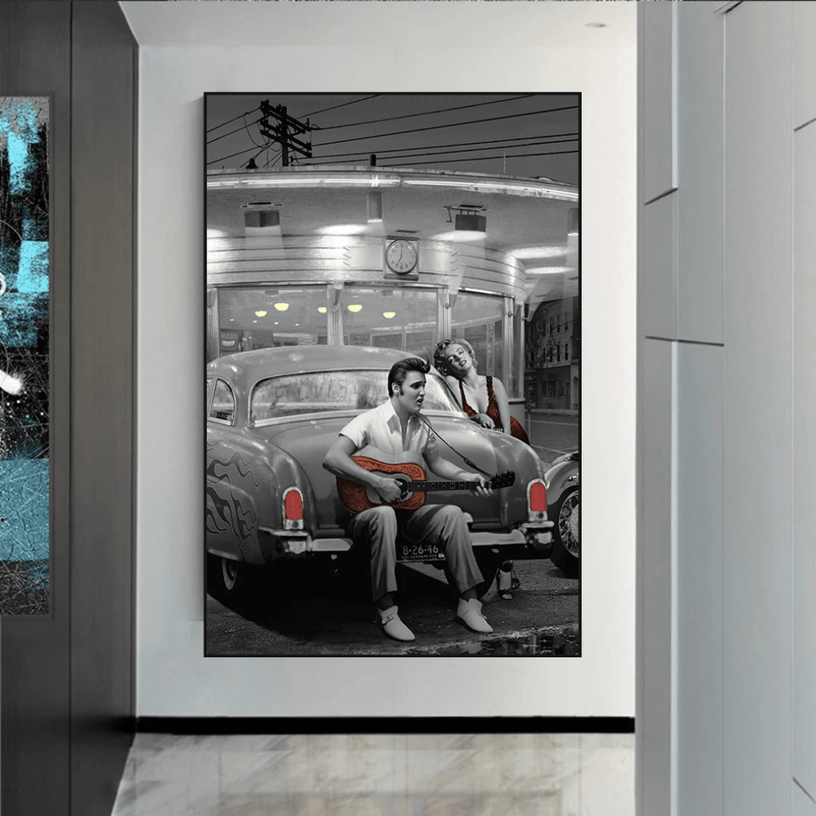 Let's Ride Together: Elvis and Marilyn Canvas Wall Art-MinimalisticDecor.com