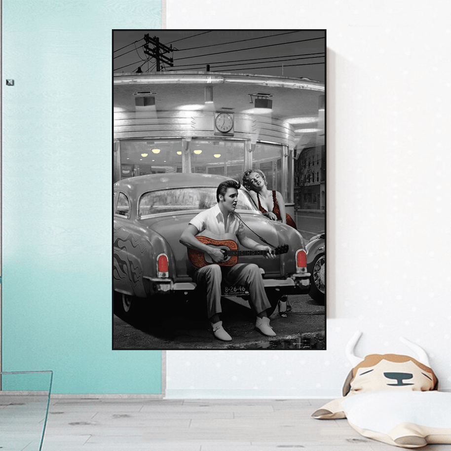 Let's Ride Together: Elvis and Marilyn Canvas Wall Art-MinimalisticDecor.com
