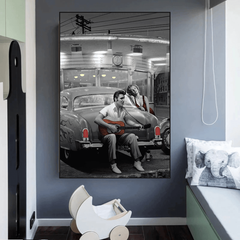 Let's Ride Together: Elvis and Marilyn Canvas Wall Art-MinimalisticDecor.com