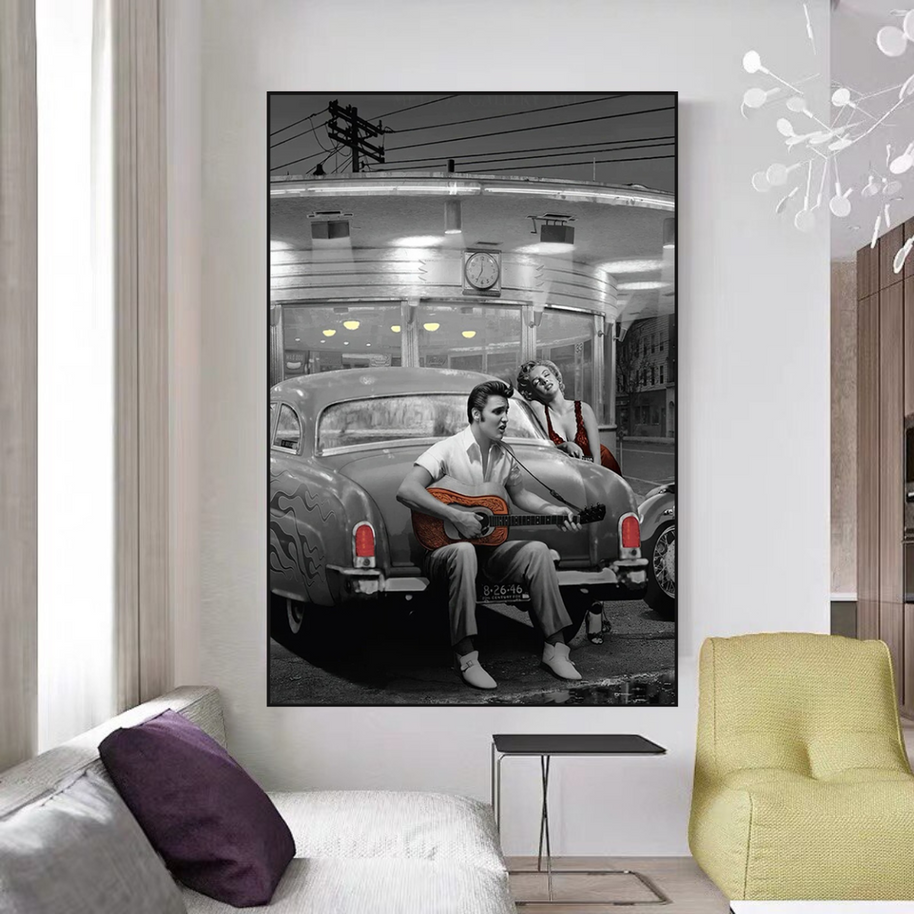 Let's Ride Together: Elvis and Marilyn Canvas Wall Art-MinimalisticDecor.com