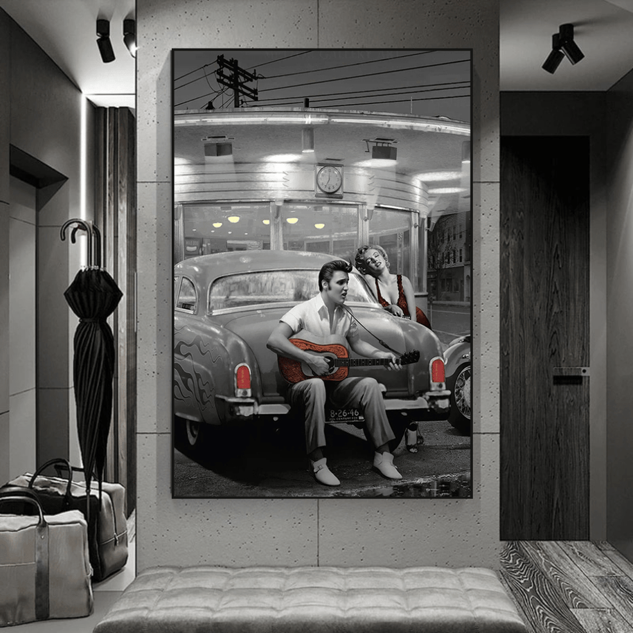Let's Ride Together: Elvis and Marilyn Canvas Wall Art-MinimalisticDecor.com
