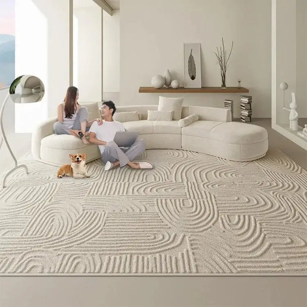 Linear Gesture 3D Diatom Silk Rugs for Living Room-MinimalisticDecor.com