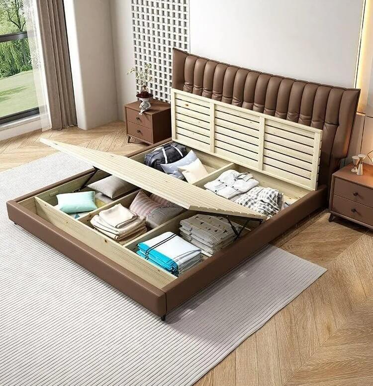 Linear Impressions Design Cushioned Bed Frame-MinimalisticDecor.com