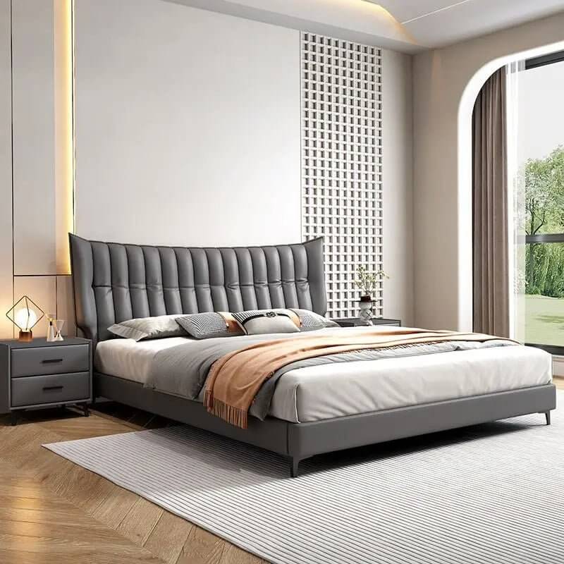 Linear Impressions Design Cushioned Bed Frame-MinimalisticDecor.com