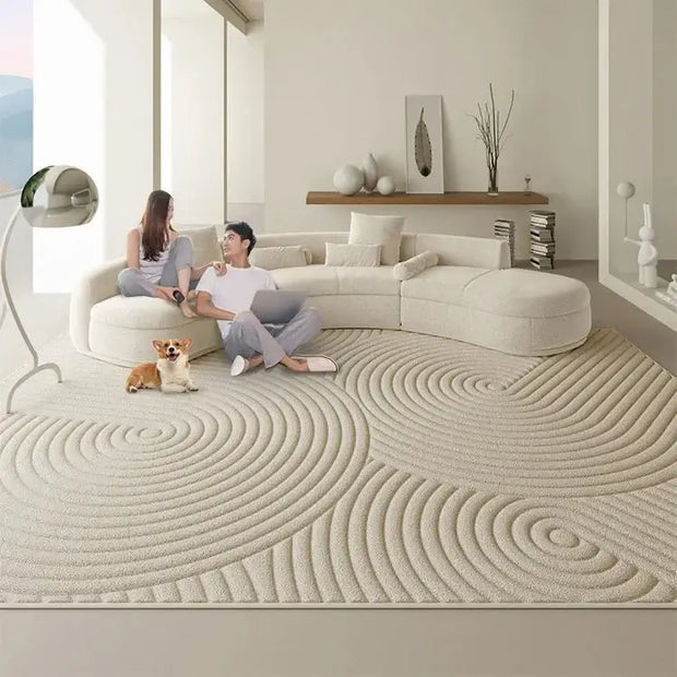 Linear Ripples 3D Diatom Silk Rugs for Living Room-MinimalisticDecor.com