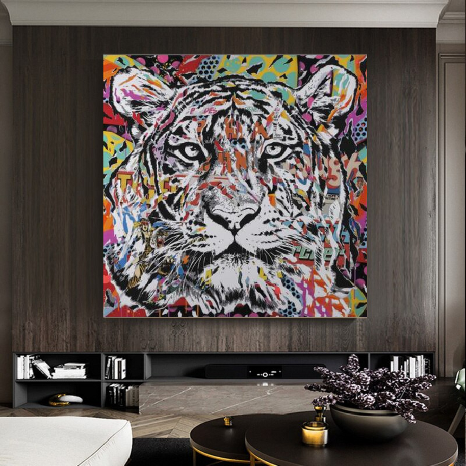 Lion Tiger Graffiti Canvas Wall Art-MinimalisticDecor.com