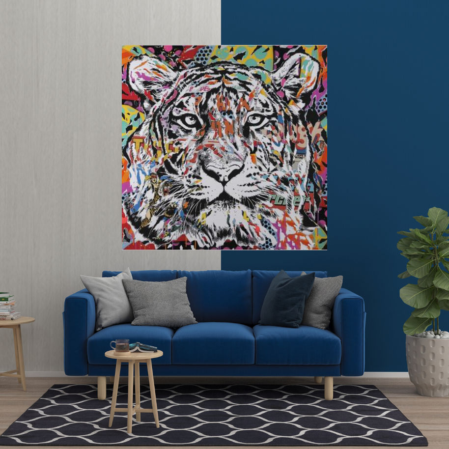 Lion Tiger Graffiti Canvas Wall Art-MinimalisticDecor.com