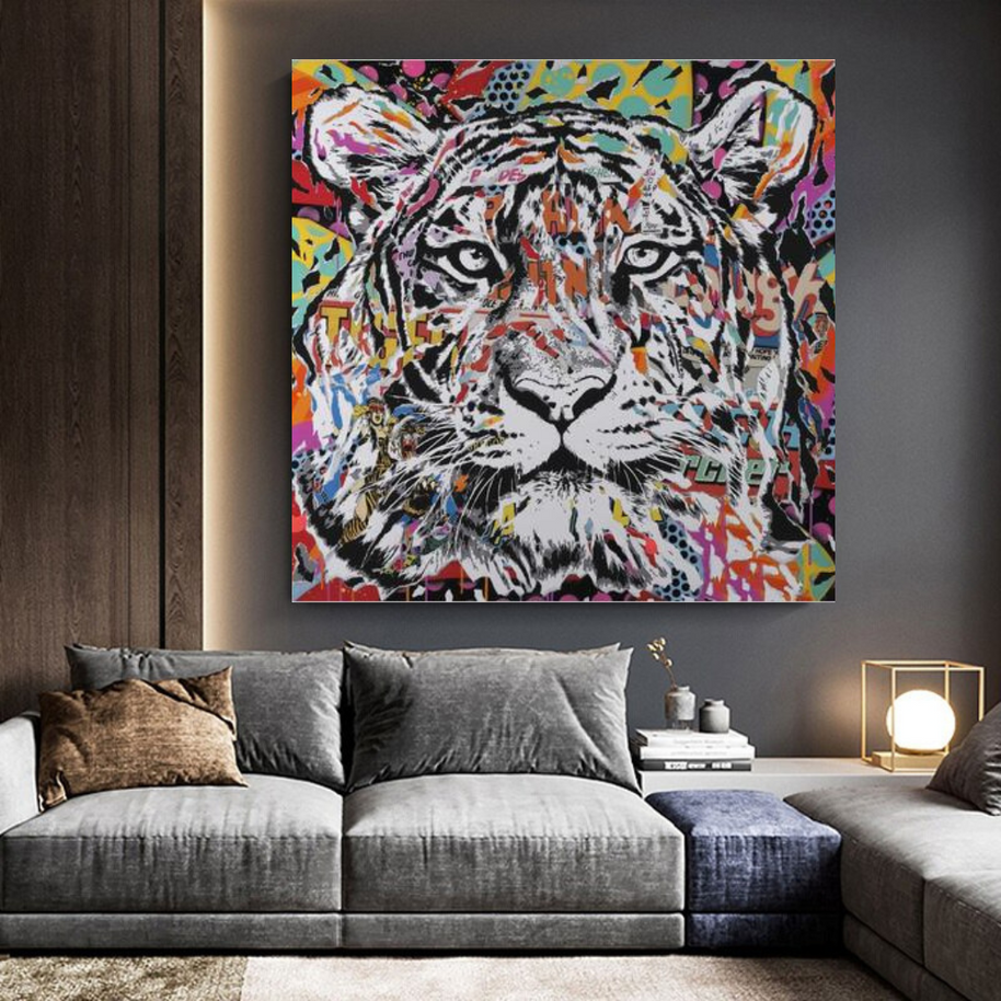 Lion Tiger Graffiti Canvas Wall Art-MinimalisticDecor.com