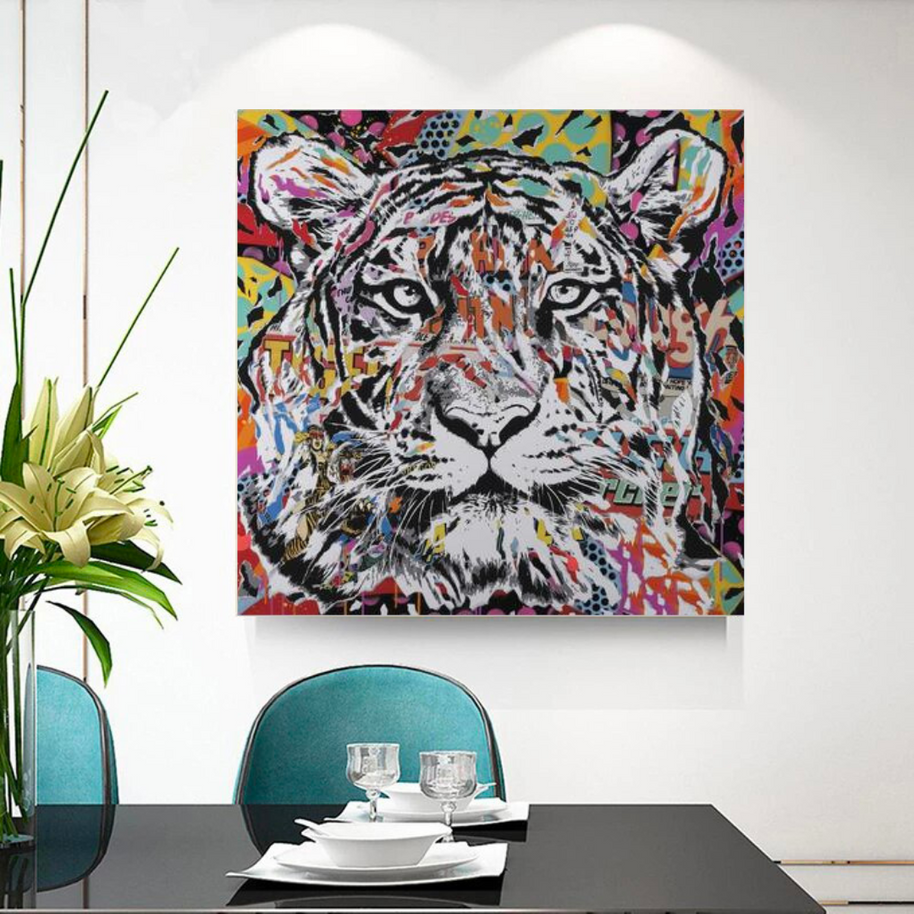 Lion Tiger Graffiti Canvas Wall Art-MinimalisticDecor.com