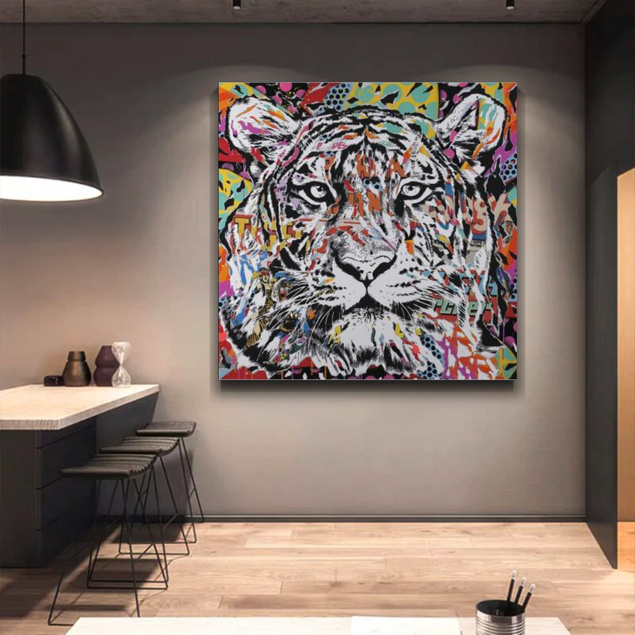Lion Tiger Graffiti Canvas Wall Art-MinimalisticDecor.com