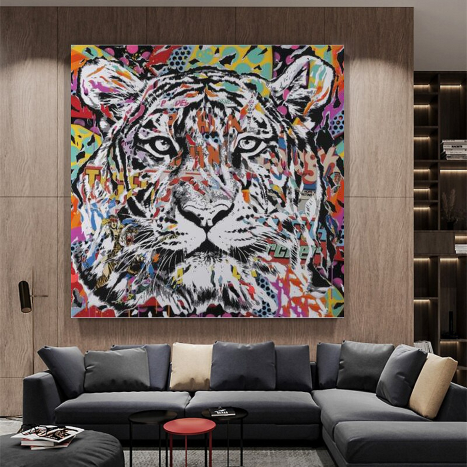 Lion Tiger Graffiti Canvas Wall Art-MinimalisticDecor.com