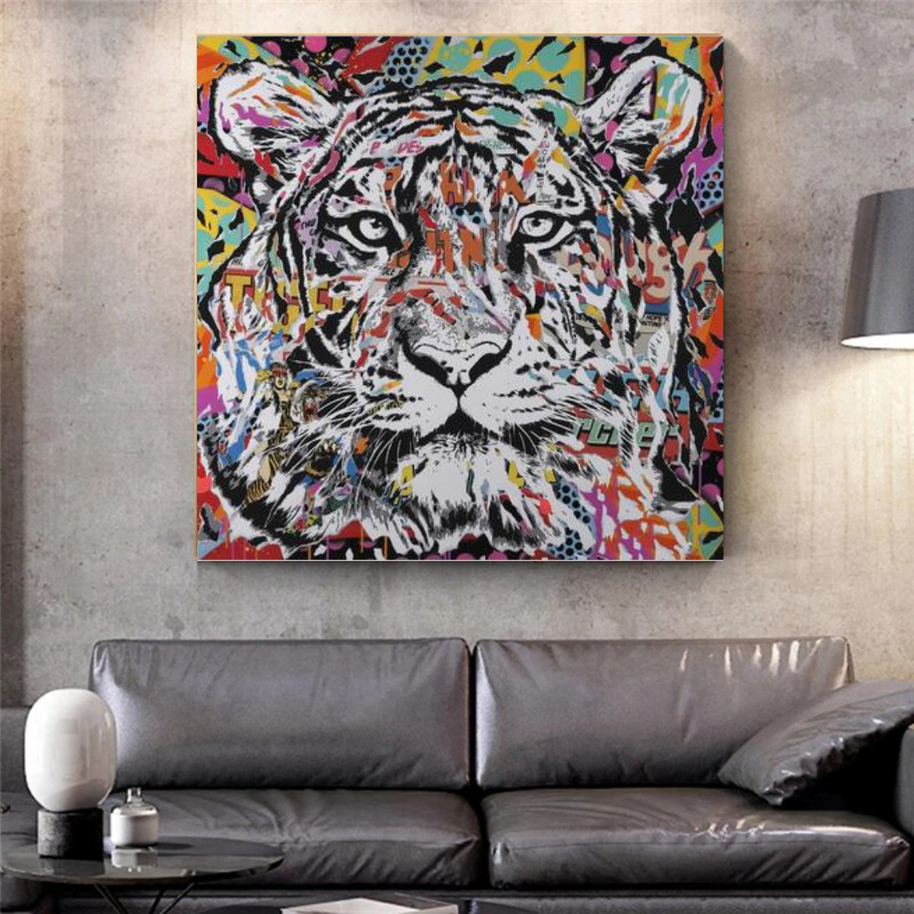 Lion Tiger Graffiti Canvas Wall Art-MinimalisticDecor.com