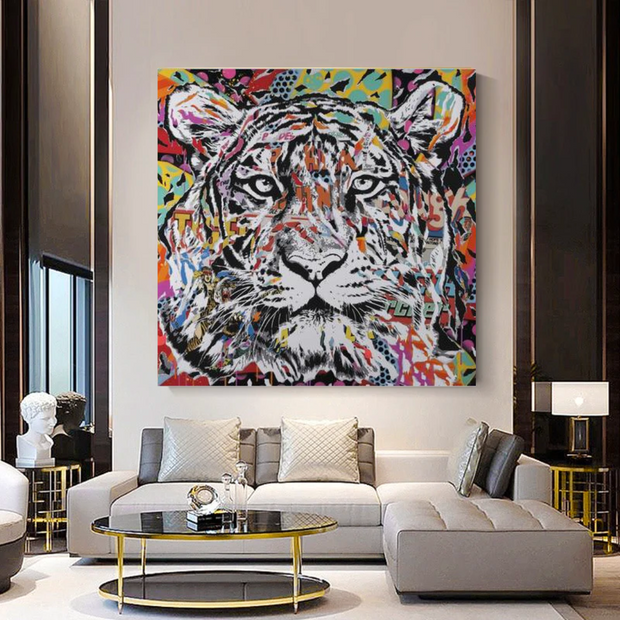 Lion Tiger Graffiti Canvas Wall Art-MinimalisticDecor.com
