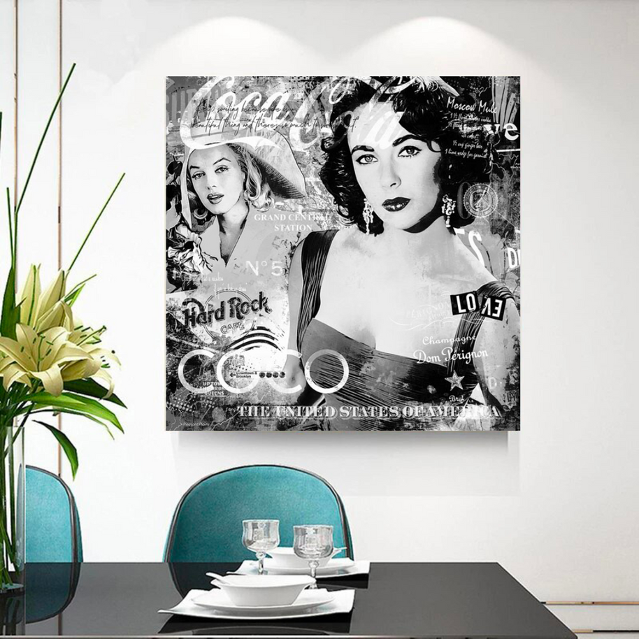 Liz Taylor and Marilyn Coco Milano Canvas Wall Art-MinimalisticDecor.com