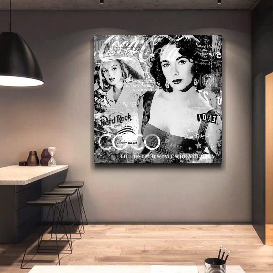Liz Taylor and Marilyn Coco Milano Canvas Wall Art-MinimalisticDecor.com