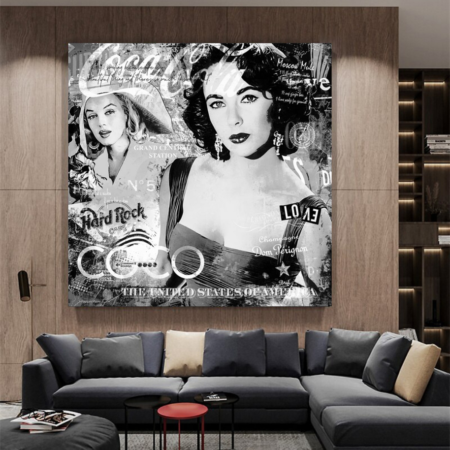 Liz Taylor and Marilyn Coco Milano Canvas Wall Art-MinimalisticDecor.com