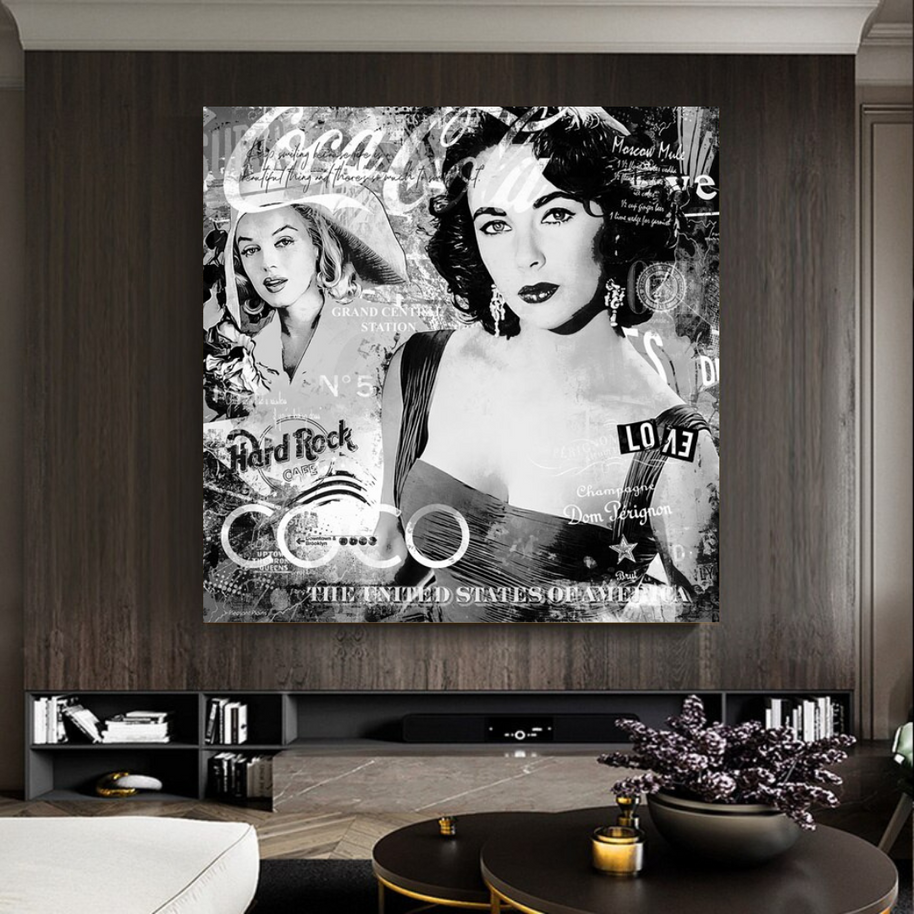 Liz Taylor and Marilyn Coco Milano Canvas Wall Art-MinimalisticDecor.com