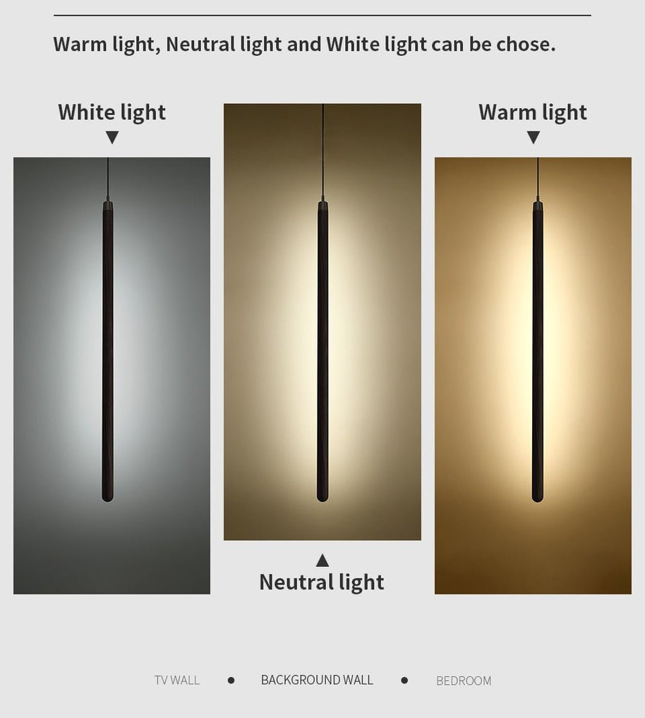 Long Strip Hanging Light - Walnut Pendant Light-MinimalisticDecor.com