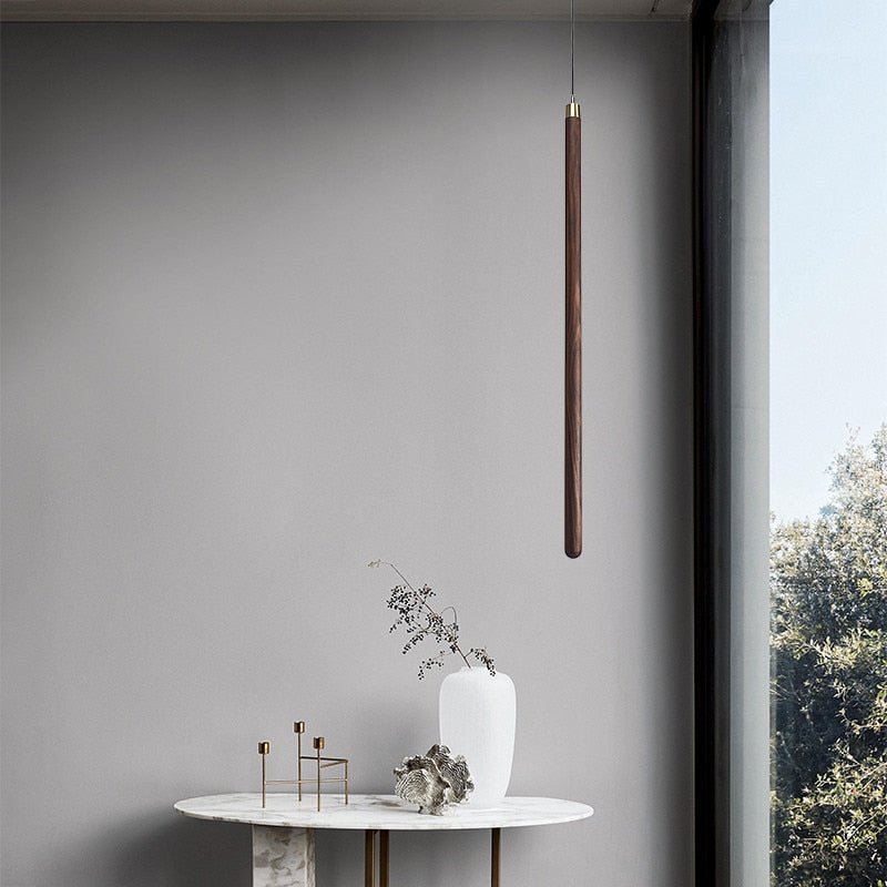 Long Strip Hanging Light - Walnut Pendant Light-MinimalisticDecor.com