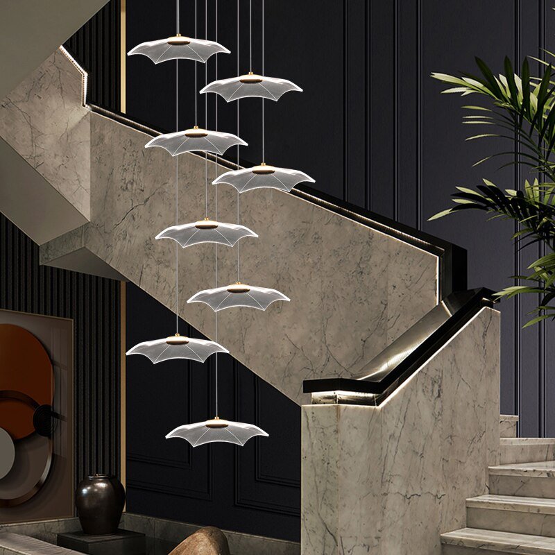 Lotus Leaf Staircase Chandelier – Luxury Pendant Light for Grand Staircases-MinimalisticDecor.com